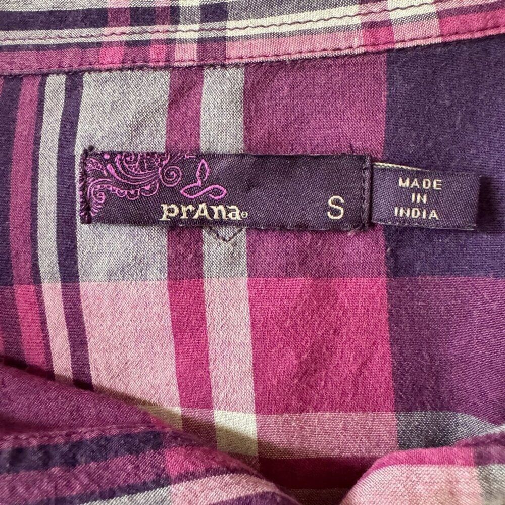 Prana Shirt Plaid Britt Purple Size S